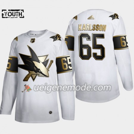Kinder Eishockey San Jose Sharks Trikot Erik Karlsson 65 Adidas 2019-2020 Golden Edition Weiß Authentic
